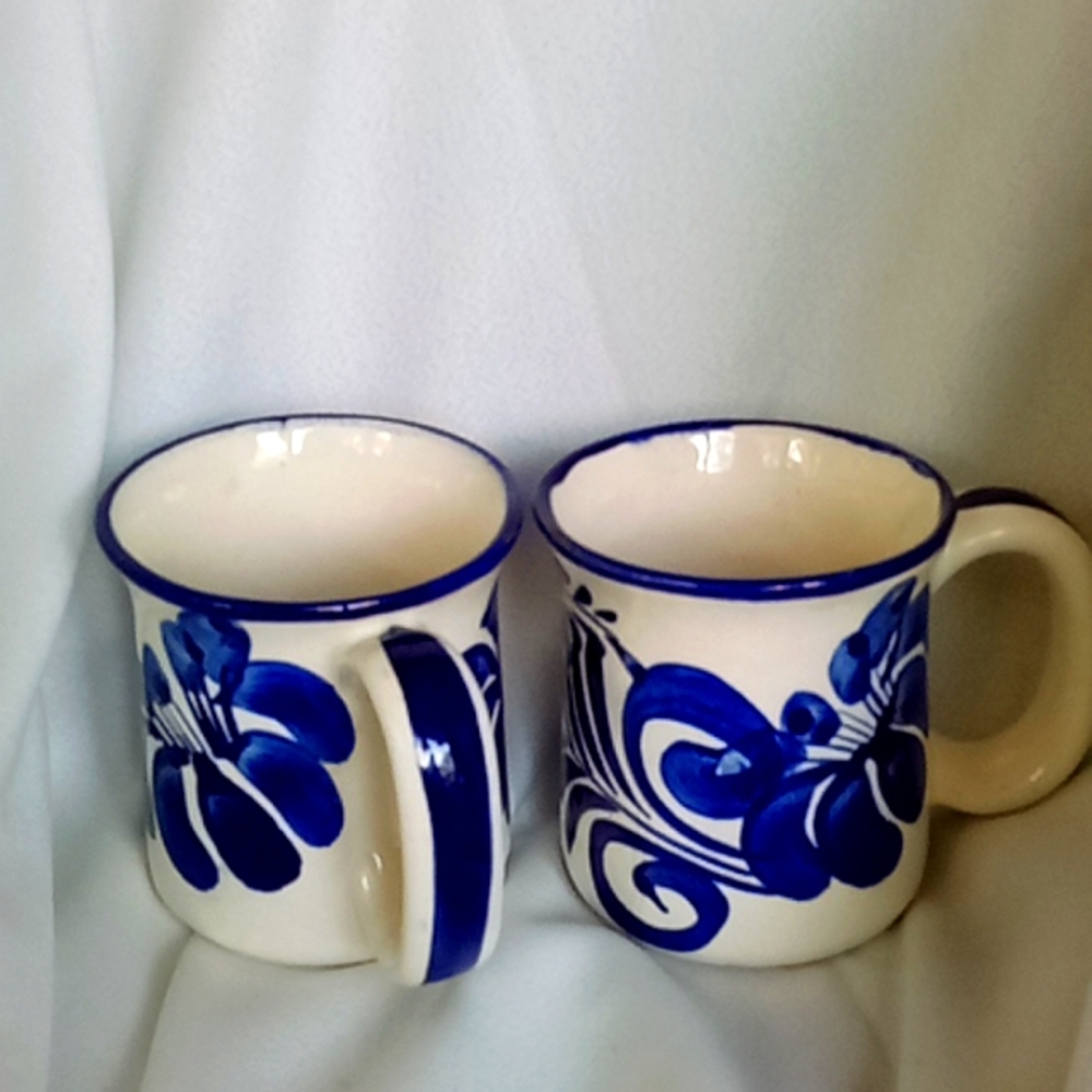 2 hand painted coffee cups from Mexico